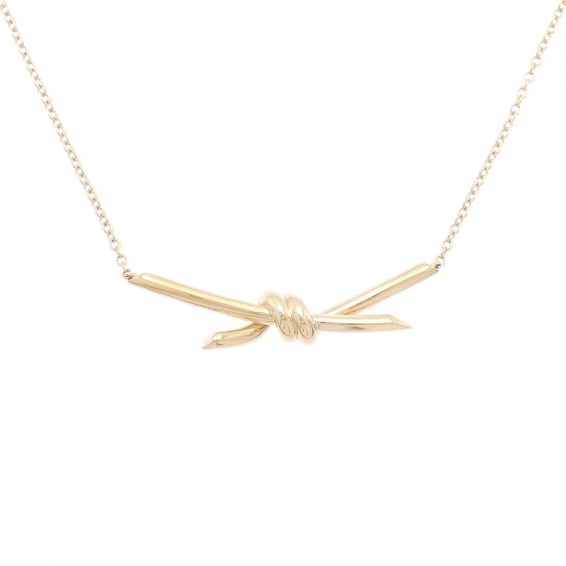 TIFFANY KNOT NECKLACE: Tiffany Knot Necklace Brand: Tiffany Type: Necklace Material: 750 Pink Gold Color: Pink Gold Size: 38 43cm Accessories: None Accessories Notice: When purchasing pre-owned goods, please refer
