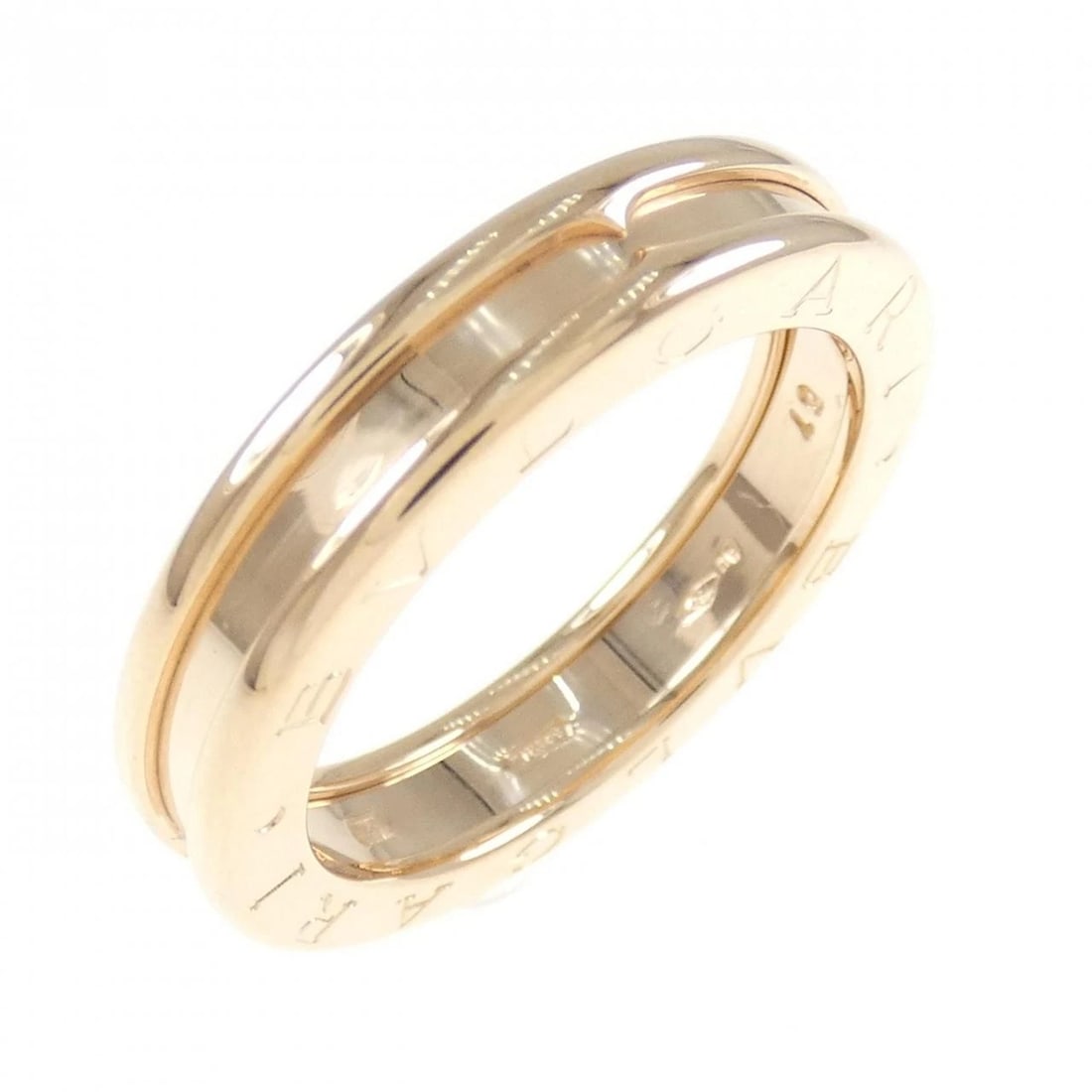 BVLGARI B.ZERO1 1 BAND RING: BVLGARI B.zero1 1 Band Ring Brand: BVLGARI Type: Ring Material: 750 Pink Gold Color: Pink Gold Size: 8.5 (US size) (57) Accessories: None Accessories Notice: When purchasing pre-owned good