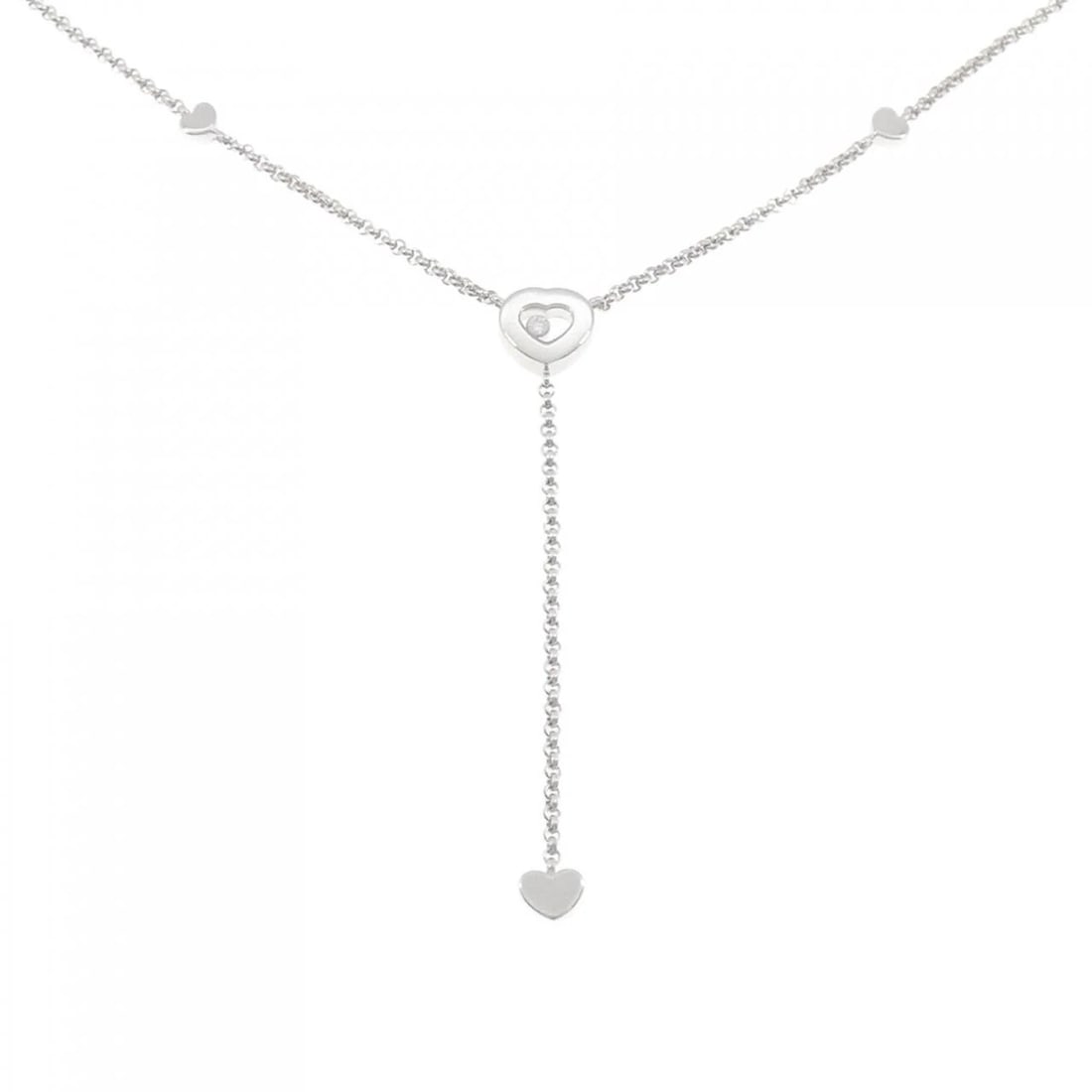 CHOPARD HEART DIAMOND NECKLACE: Chopard Heart Diamond Necklace Brand: Chopard Type: Necklace Material: 750 White Gold Main Stone/Creation Natural Color: White Gold Size: 43/47cm Accessories: None Accessories Notice: When