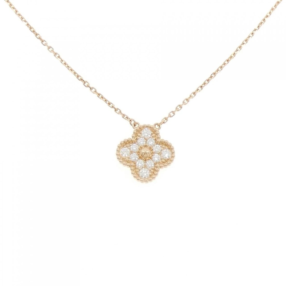VAN CLEEF & ARPELS ALHAMBRA NECKLACE: Van Cleef & Arpels Alhambra Necklace Brand: Van Cleef & Arpels Type: Necklace Material: 750 Pink Gold Main Stone/Creation Natural Color: Pink Gold Size: 42/47cm Accessories: None Accessori