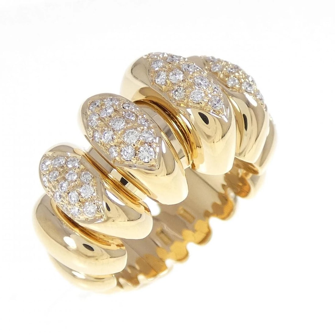 BVLGARI CHELTIKA RING: BVLGARI Cheltika Ring Brand: BVLGARI Type: Ring Material: 750 Yellow Gold Main Stone/Creation Natural Color: Yellow Gold Size: 5 (US size) Accessories: None Accessories Notice: When