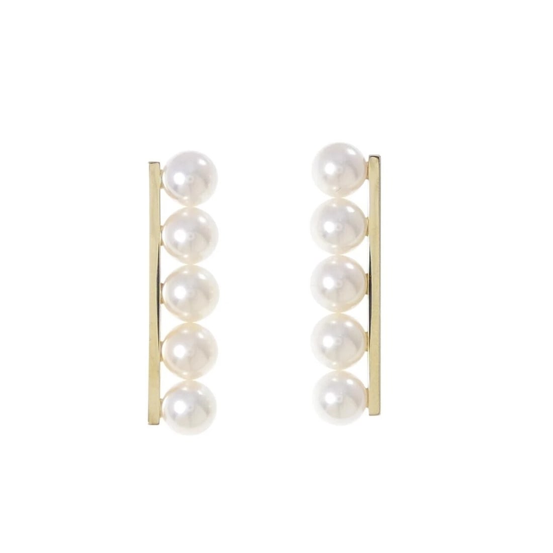 TASAKI BALANCE PLUS EARRINGS: TASAKI Balance plus Earrings Brand: TASAKI Type: Earrings Material: 750 Yellow Gold Main Stone/Creation Akoya Pearl Color: Yellow Gold Size: ActualSize HxW: 29.4mmx7.4mm Accessories: None