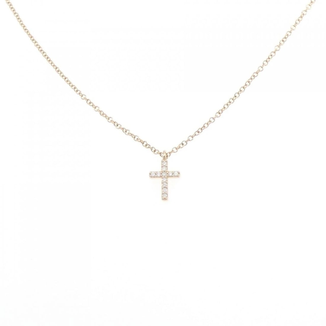 TIFFANY & CO. METRO CROSS NECKLACE: Tiffany & Co. Metro Cross Necklace Brand: Tiffany Type: Necklace Material: 750 Pink Gold Main Stone/Creation Natural Color: Pink Gold Size: 41cm Accessories: None Accessories Notice: When