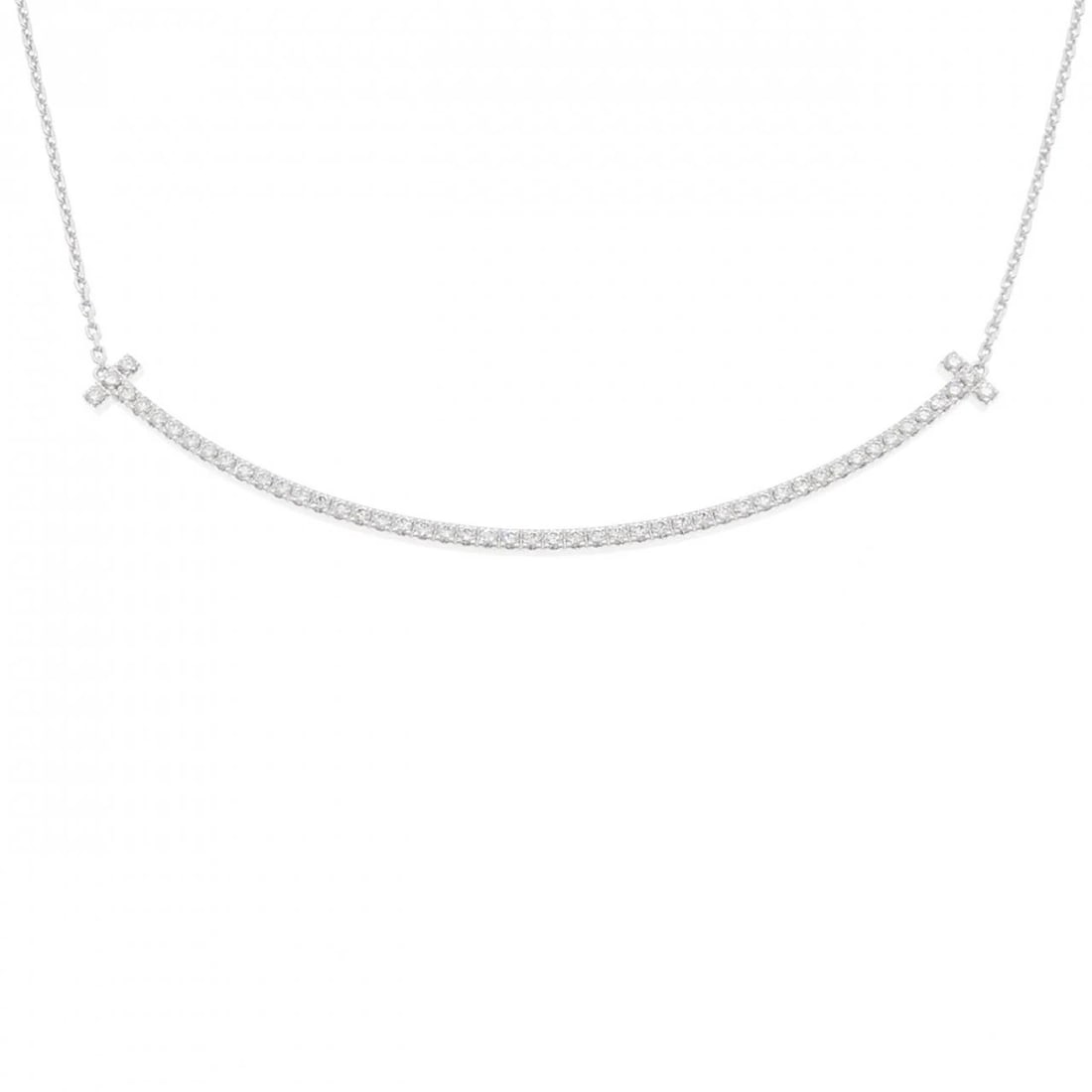 TIFFANY T SMILE EXTRA LARGE NECKLACE: Tiffany T Smile Extra large Necklace Brand: Tiffany Type: Necklace Material: 750 White Gold Main Stone/Creation Natural Color: White Gold Size: 40/46cm Accessories: None Accessories Notice: