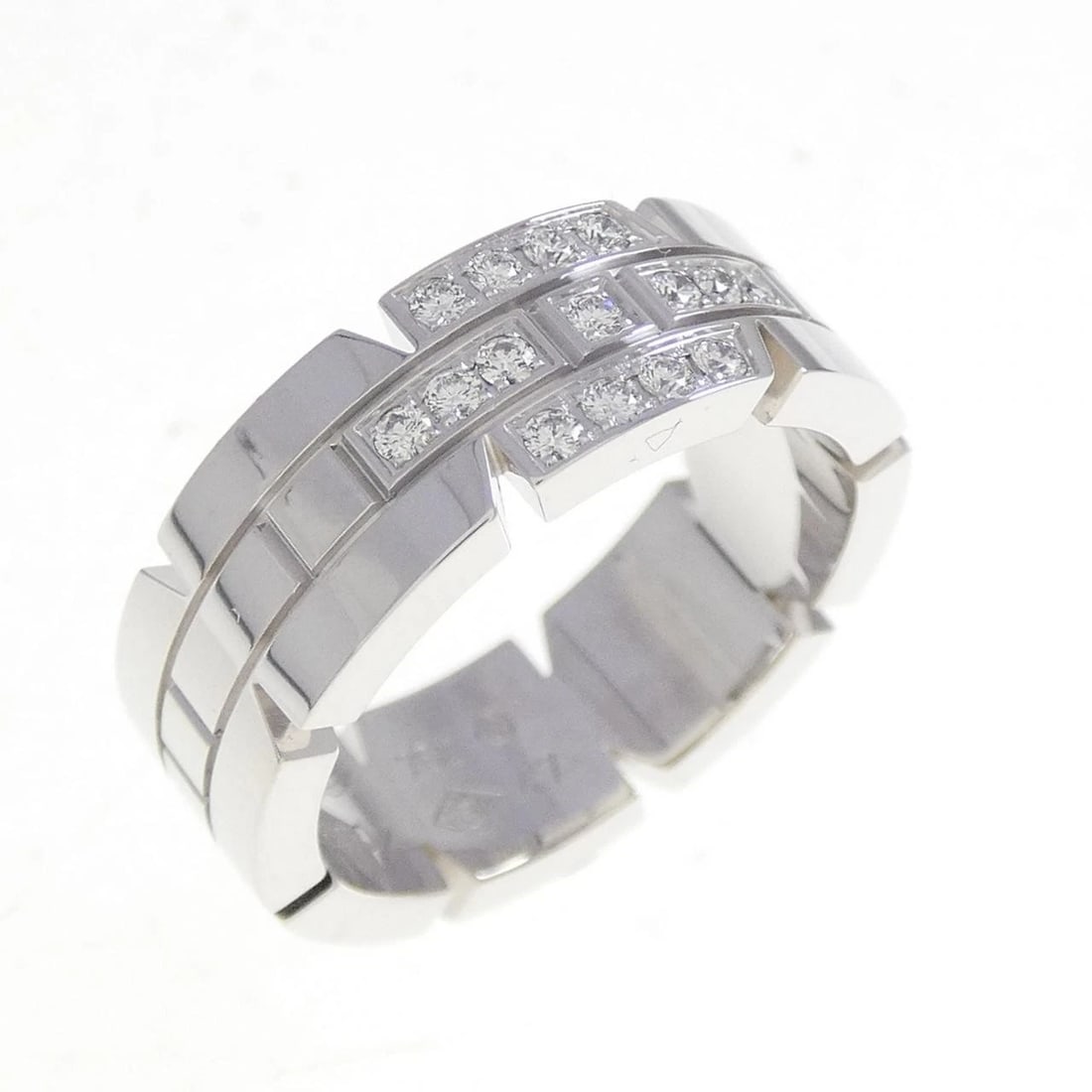 CARTIER TANK FRANCAISE HALF DIAMOND RING: Cartier Tank Francaise half Diamond Ring Brand: Cartier Type: Ring Material: 750 White Gold Main Stone/Creation Natural Color: White Gold Size: 4-4.5 (US size) (47) Accessories: None