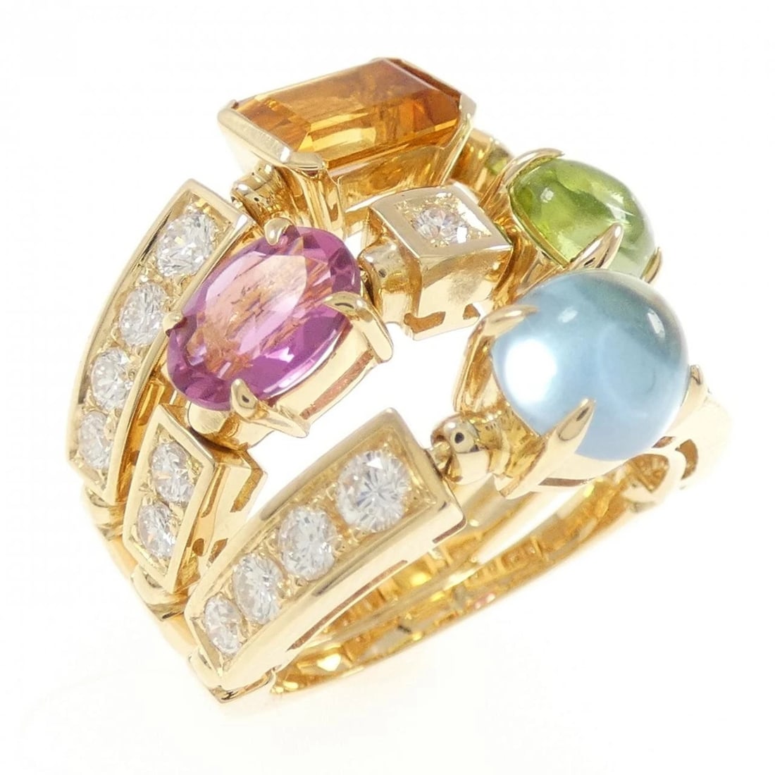 BVLGARI ALLEGRA PRECIOUS STONE RING: BVLGARI Allegra Precious Stone Ring Brand: BVLGARI Type: Ring Material: 750 Yellow Gold Main Stone/Creation Topaz Color: Yellow Gold Size: 6 (US size) Accessories: None Accessories Notice: