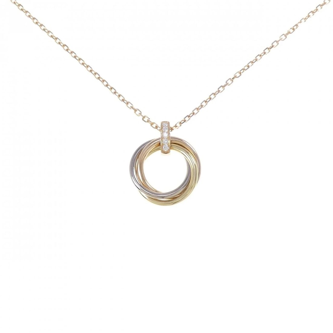 CARTIER TRINITY NECKLACE: Cartier Trinity Necklace Brand: Cartier Type: Necklace Material: 750 Yellow Gold 750 White Gold 750 Pink Gold Main Stone/Creation Natural Color: Yellow Gold ,White Gold ,Pink Gold Size: 43cm 