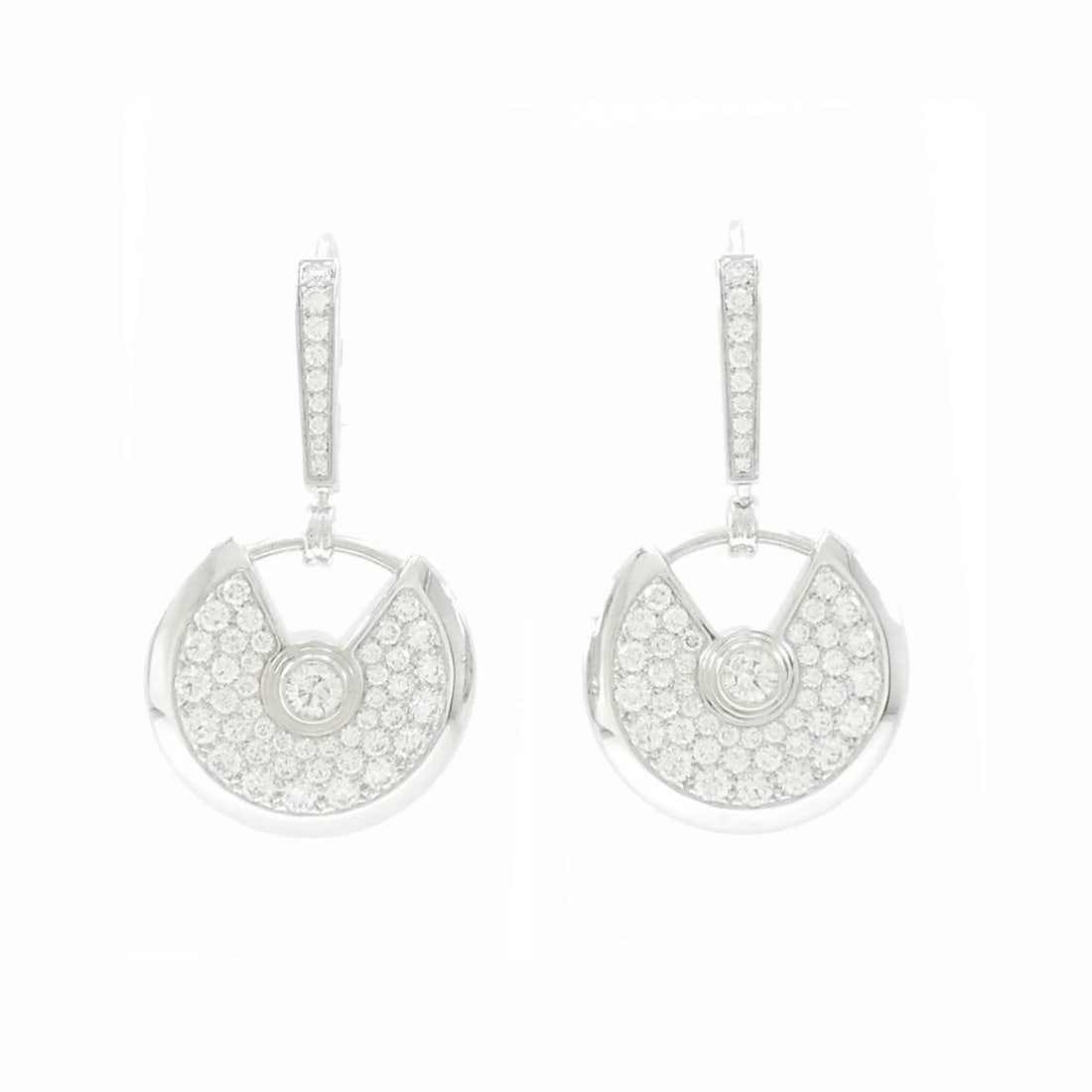 CARTIER AMULET EARRINGS: Cartier Amulet Earrings Brand: Cartier Type: Earrings Material: 750 White Gold Main Stone/Creation Natural Color: White Gold Size: ActualSize HxW: 29.7mmx16.9mm Accessories: None Accessories