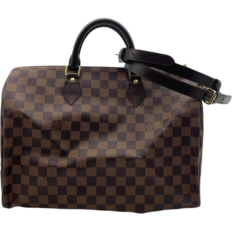 LOUIS VUITTON SPEEDY BANDOULIERE 35 BROWN DAMIER SHOULDER BAG: LOUIS VUITTON Speedy Bandouliere 35 Brown Damier Shoulder Bag Brand: LOUIS VUITTON Type/Style: Handbag Material: Damier Color: Brown Size: W: 33.5cm / H: 23cm / D: 18cm / Shoulder: 106-118cm Acce