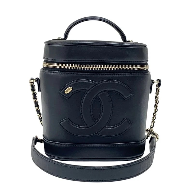 CHANEL COCO MARK CHAIN VANITY BAG BLACK LAMBSKIN SHOULDER BAG (1 of 9)