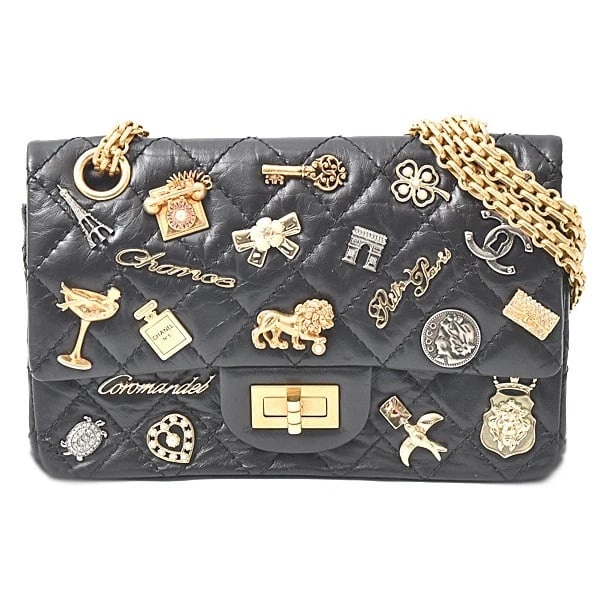 CHANEL ICON CHARM CHAIN SHOULDER BAG DOUBLE FLAP BLACK: Chanel Icon Charm Chain Shoulder Bag Double Flap Black Brand: CHANEL Type/Style: Handbag Material: none Color: Black Size: W:20cm × H:12.5cm × D:8cm [ Strap or shoulder length ] Shoulder: 111.5c