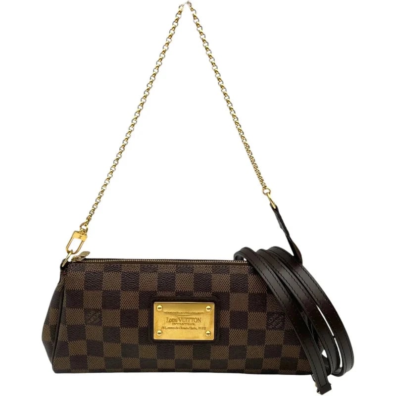 LOUIS VUITTON EVA BROWN DAMIER SHOULDER BAG: LOUIS VUITTON Eva Brown Damier Shoulder Bag Brand: LOUIS VUITTON Type/Style: Handbag Material: Damier Color: Brown Size: W: 25cm / H: 13cm / D: 4cm / Shoulder: 125cm Accessories: None Acce