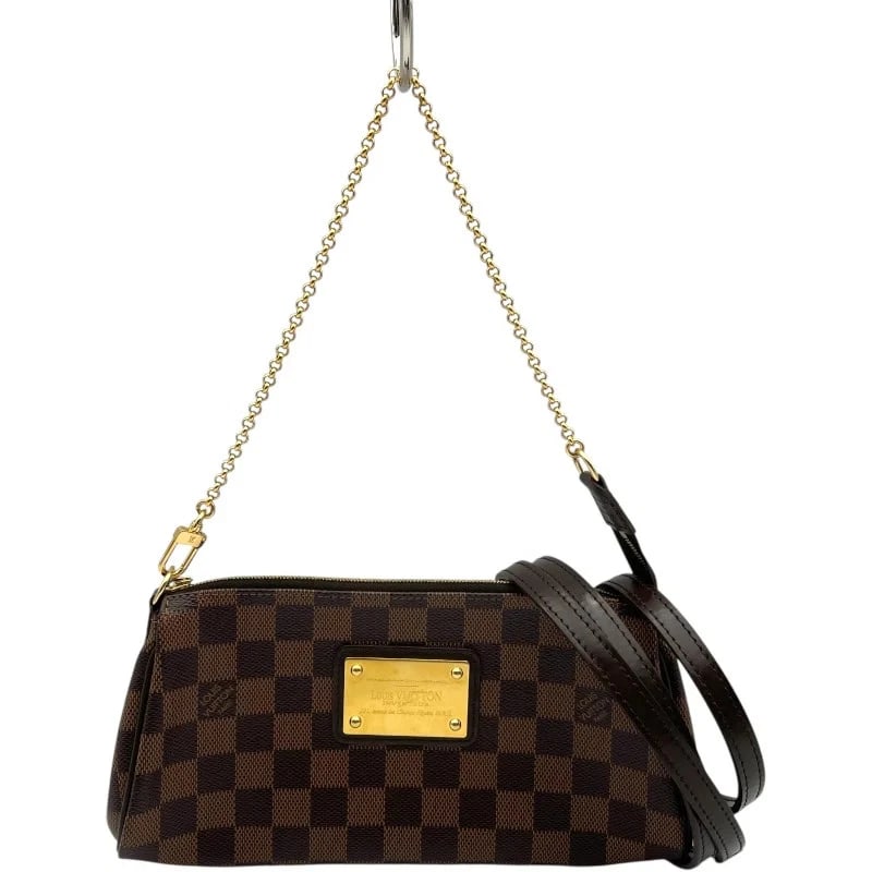 LOUIS VUITTON EVA BROWN DAMIER SHOULDER BAG: LOUIS VUITTON Eva Brown Damier Shoulder Bag Brand: LOUIS VUITTON Type/Style: Handbag Material: Damier Color: Brown Size: W: 24.5cm / H: 11cm / D: 4cm / Shoulder: 125cm Accessories: None Ac