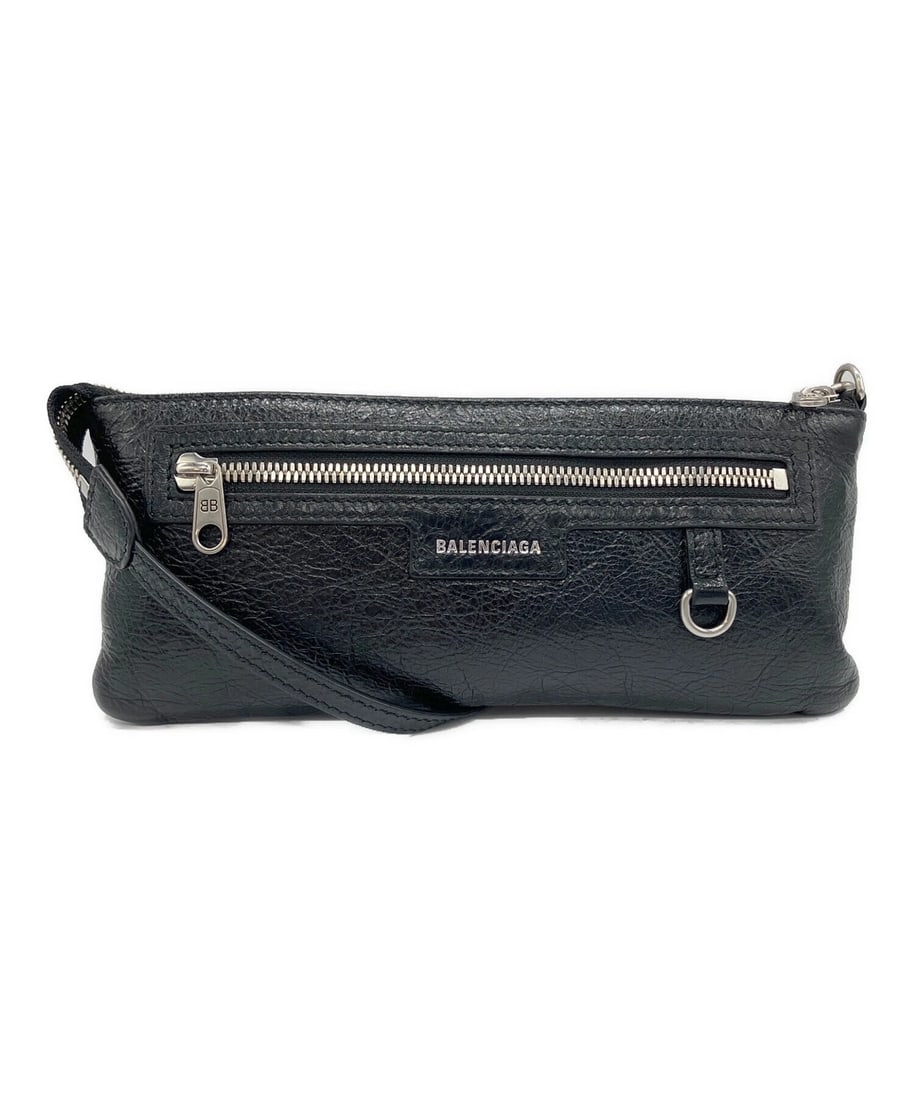 BALENCIAGA SHOULDER BAG: BALENCIAGA Shoulder Bag Brand: BALENCIAGA Type/Style: Handbag Material: Leather Color: Black Size: H:11.5cm / W:24cm / D:1cm [ Handle size ] 54cm Accessories: None Accessories Notice: When