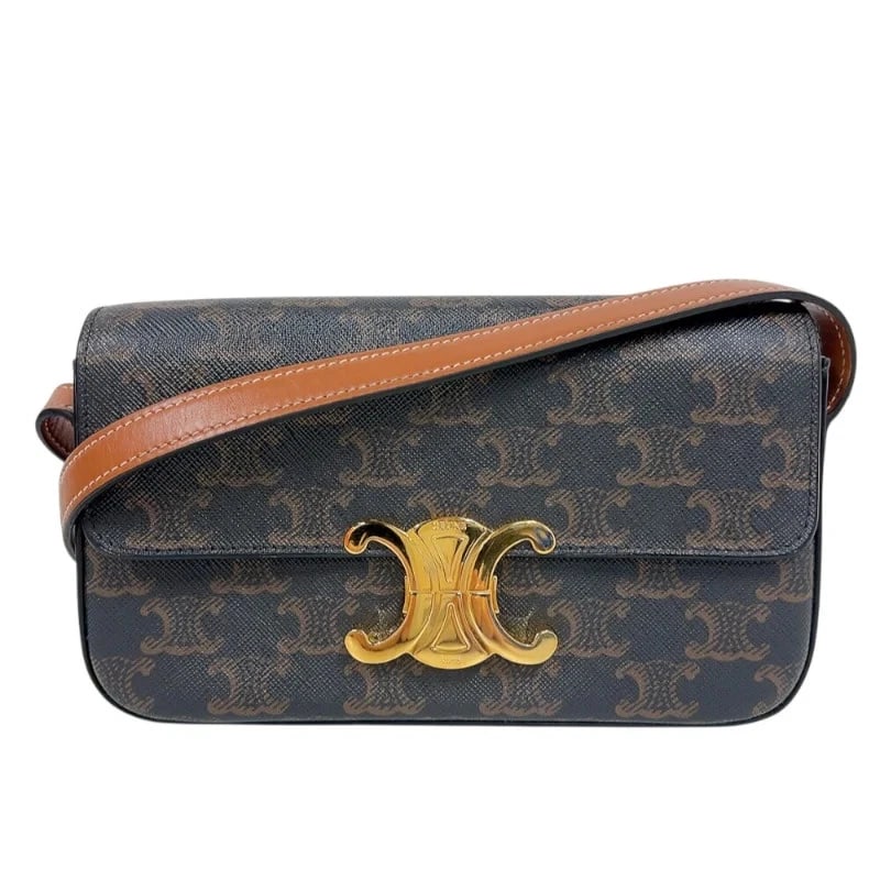 CELINE CLAUDE SHOULDER BAG BROWN GHW TRIOMPHE CANVAS: CELINE Claude Shoulder Bag Brown GHW Triomphe Canvas Brand: CELINE Type/Style: Handbag Material: Triomphe Canvas Color: Brown/GD Hardware Size: W: 21cm / H: 12cm / D: 4cm / Shoulder: 50-60cm Acce