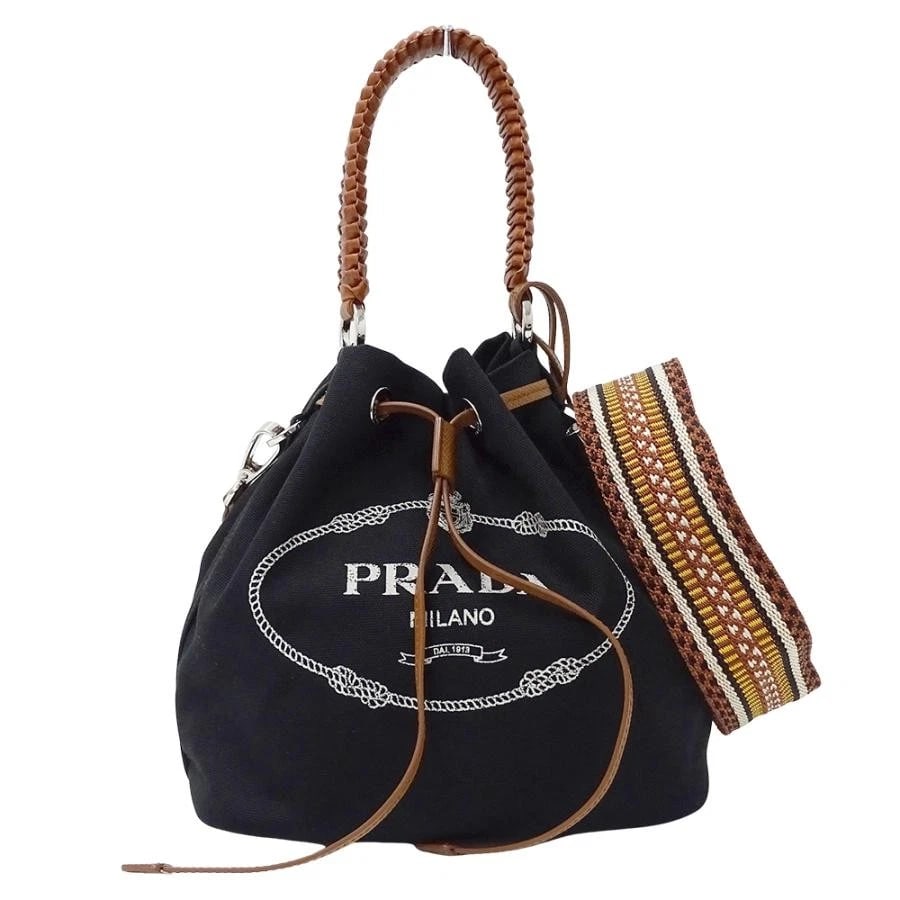 PRADA HANDBAG SHOULDER BAG CANVAS BUCKET BAG (1 of 5)