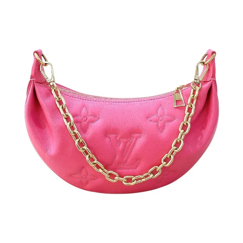 LOUIS VUITTON OVER THE MOON DRAGON CALF SHOULDER BAG: LOUIS VUITTON Over the Moon Dragon Calf Shoulder Bag Brand: LOUIS VUITTON Type/Style: Handbag Material: Calf Color: Dragon Fruit/GD Hardware Size: W: 27.5cm / H: 15.5cm / D: 6.5cm Accessories: No