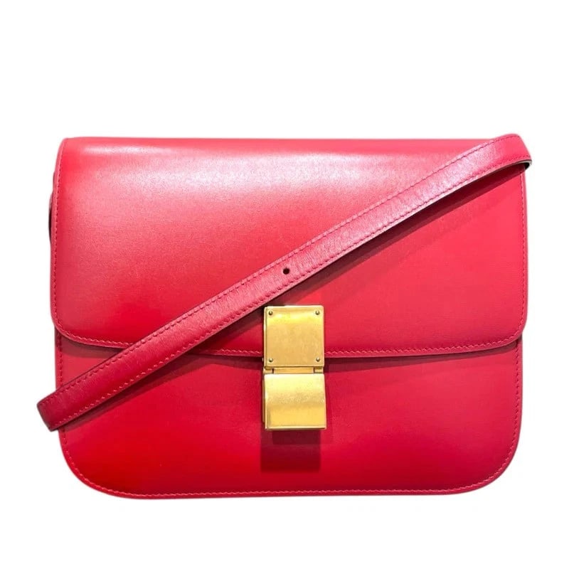CELINE CLASSIC BOX RED GHW SHOULDER BAG (1 of 7)