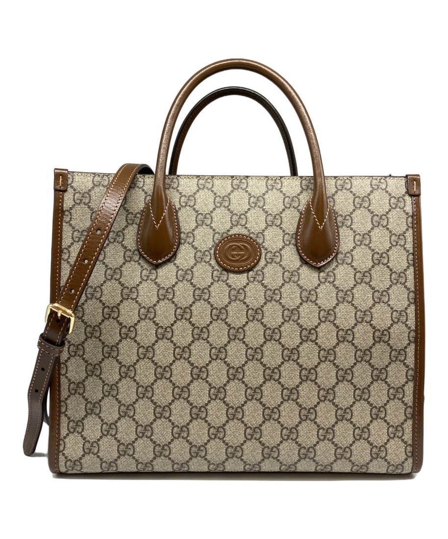 GUCCI INTERLOCKING G SHOULDER BAG: GUCCI Interlocking G Shoulder Bag Brand: GUCCI Type/Style: Handbag Material: Gg Supreme Pvc X Leather Color: Beige Size: H:26.0cm / W:31.5cm / D:14.0cm [ Handle size ] 9.0cm Accessories: None
