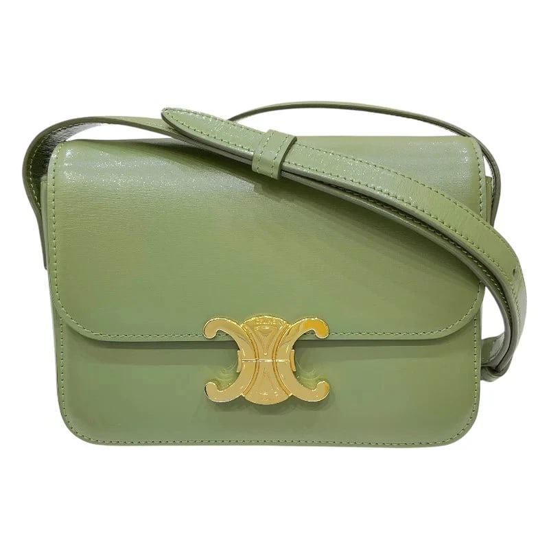 CELINE TRIOMPHE SHOULDER BAG KHAKI SHINY CALF LEATHER (1 of 11)