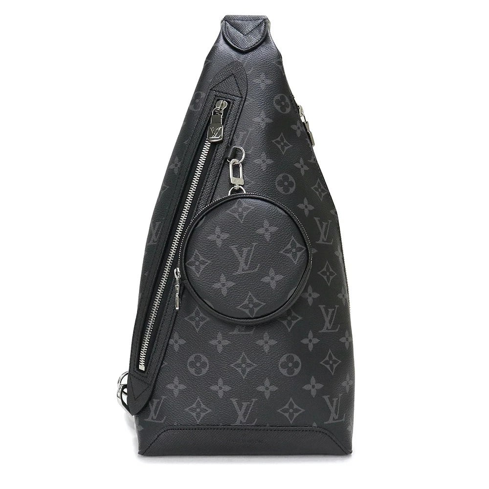 LOUIS VUITTON DUO SLING BODY BAG MONOGRAM ECLIPSE TAIGA BLACK: LOUIS VUITTON Duo Sling Body Bag Monogram Eclipse Taiga Black Brand: LOUIS VUITTON Type/Style: Handbag Material: Monogram Eclipse / Taiga Color: Black Size: W:20cm x H:42cm x D:6cm Accessories: N