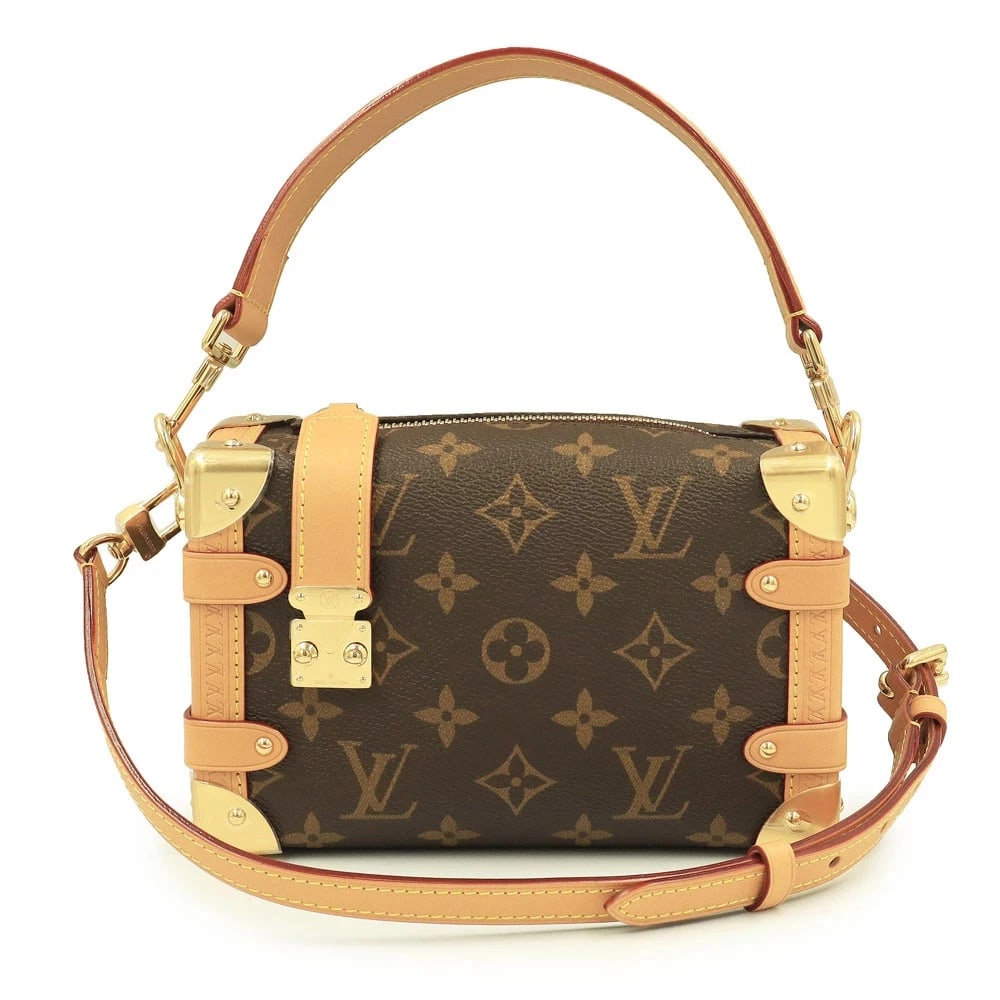 LOUIS VUITTON SIDE TRUNK PM MONOGRAM: LOUIS VUITTON Side Trunk PM Monogram Brand: LOUIS VUITTON Type/Style: Handbag Material: Monogram / Natural Leather Color: Brown Size: W: 19cm x H: 12.5cm x D: 7.5cm Handle: 35cm Accessories: None