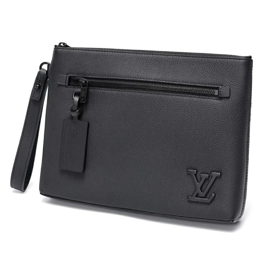 LOUIS VUITTON TAKEOFF POUCH CLUTCH BAG GRAIN NOIR: LOUIS VUITTON Takeoff Pouch Clutch Bag Grain Noir Brand: Louis Vuitton Type/Style: Bag Material: Grained Leather Color: Noir Size: W30×H22×D5cm Accessories: None Accessories Notice: When p