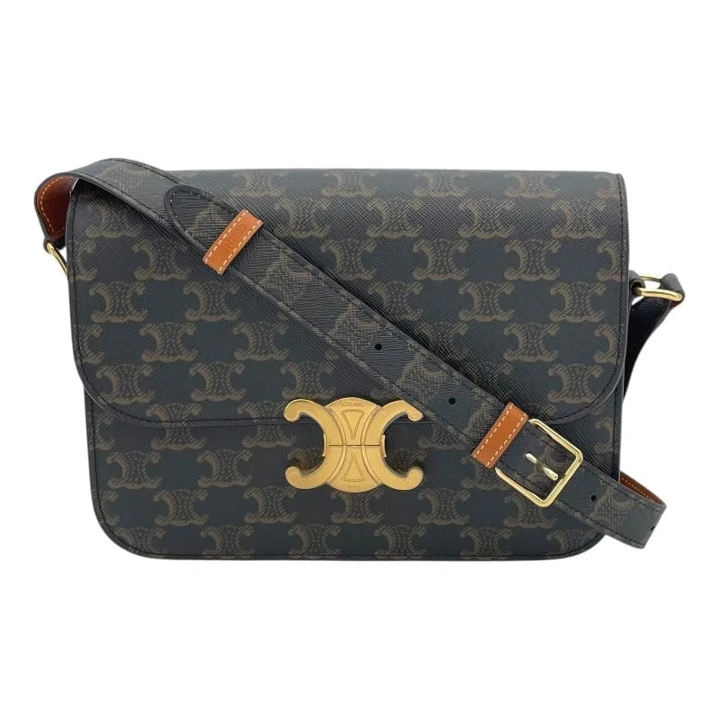 CELINE TRIOMPHE SHOULDER DARK BROWN TRIOMPHE CANVAS SHOULDER BAG: CELINE Triomphe Shoulder Dark Brown Triomphe Canvas Shoulder Bag Brand: CELINE Type/Style: Handbag Material: Triomphe Canvas Color: Dark Brown Size: W: 22cm / H: 17cm / D: 6cm / Shoulder: 110cm A