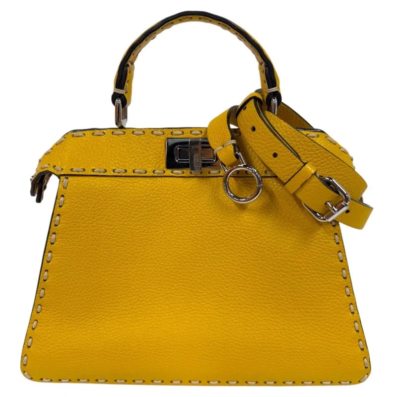 FENDI SELLERIA PEEKABOO ISEEU SMALL YELLOW CALF SHOULDER BAG: FENDI Selleria Peekaboo ISeeU Small Yellow Calf Shoulder Bag Brand: FENDI Type/Style: Handbag Material: Calf Color: Yellow Size: W: 27cm / H: 20cm / D: 11cm / Shoulder: 94-106cm Accessories: