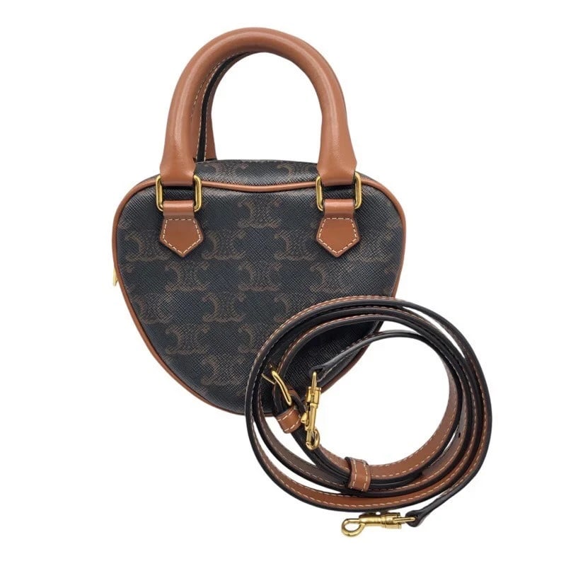 CELINE TRIOMPHE HEART BAG TRIOMPHE CANVAS SHOULDER BAG: CELINE Triomphe Heart Bag Triomphe Canvas Shoulder Bag Brand: CELINE Type/Style: Handbag Material: Triomphe Canvas Color: None Size: W: 15cm / H: 13cm / D: 5.5cm / Shoulder: 102-117cm 