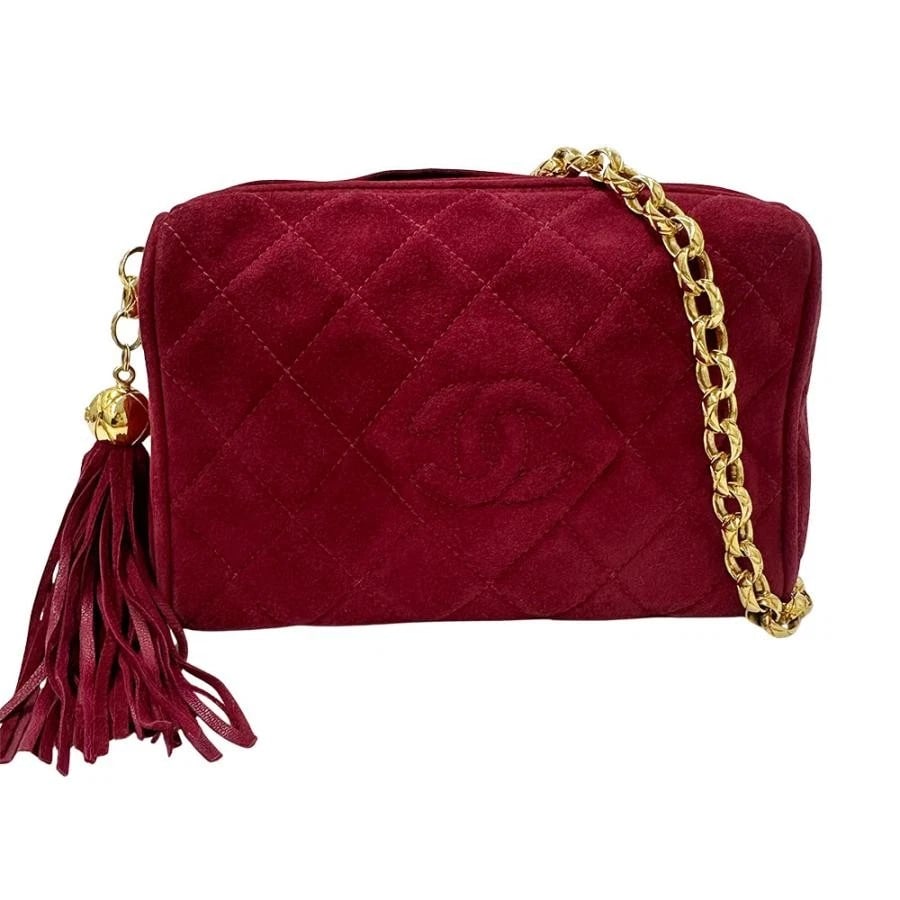 CHANEL MATELASSÉ SUEDE SHOULDER BAG IN BORDEAUX (1 of 9)