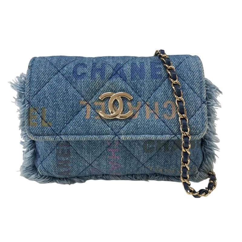 CHANEL MINI CHAIN CLUTCH BLUE GHW DENIM SHOULDER BAG: CHANEL Mini Chain Clutch Blue GHW Denim Shoulder Bag Brand: CHANEL Type/Style: Handbag Material: Denim Color: Blue/GD Hardware Size: W: 13cm / H: 9.5cm / D: 2cm / Shoulder: 86cm Accessories: None