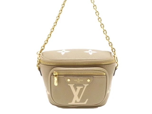 LOUIS VUITTON MINI BUM BAG MONOGRAM EMPREINTE TOURTERELLE: LOUIS VUITTON Mini Bum Bag Monogram Empreinte Tourterelle Brand: Louis Vuitton Type/Style: Handbag Material: Two-tone Monogram Empreinte Color: Gray Size: W17 x H12 x D9cm Chain length: 52cm Strap