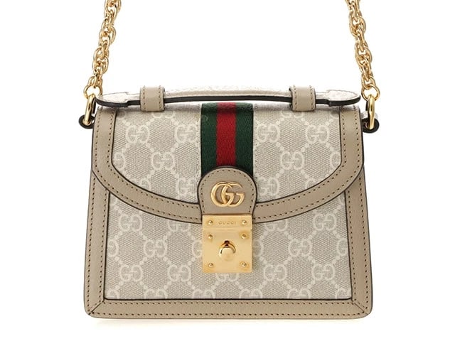 GUCCI OPHIDIA GG SUPREME MINI TOP HANDLE BAG LIGHT BEIGE (1 of 11)