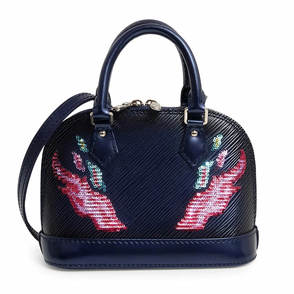 LOUIS VUITTON NANO ALMA EPI LEATHER SEQUIN NAVY SILVER (1 of 8)