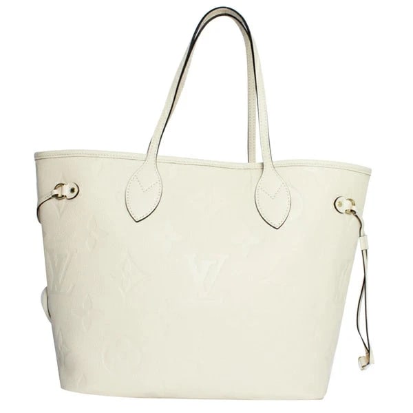 LOUIS VUITTON NEVERFULL MM MONOGRAM EMPREINTE CREAM: Louis Vuitton Neverfull MM Monogram Empreinte Cream Brand: Louis Vuitton Type/Style: Handbag Material: Monogram Empreinte Color: White Size: W:32?41.5cm × H:29cm × D:16cm Accessories: None