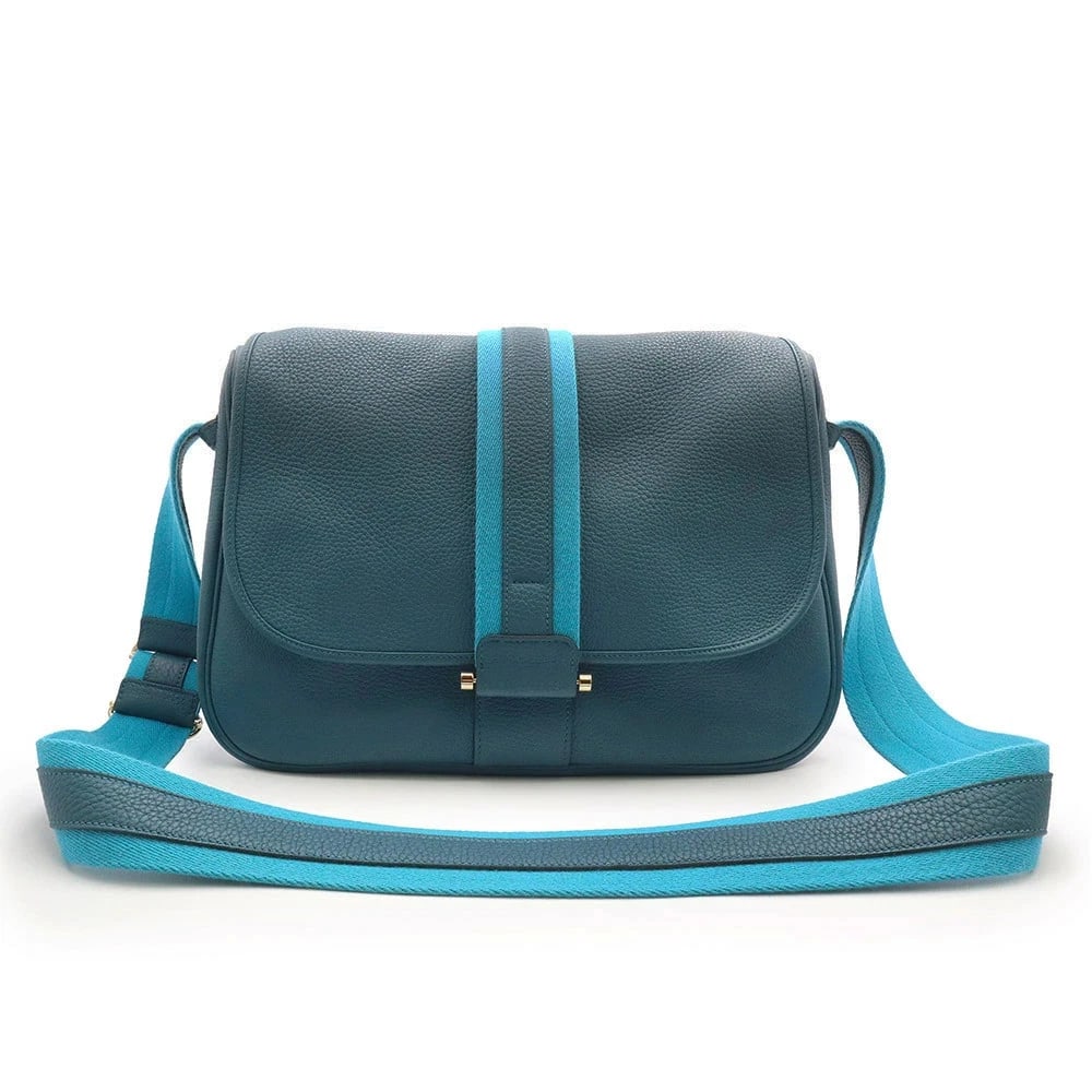 HERMES BOURLINGUE SHOULDER BAG COLVERT BLUE-GREEN: HERMES Bourlingue Shoulder Bag Colvert Blue-Green Brand: HERMES Type/Style: Handbag Material: Taurillon Clemence Color: Col Vert Size: W: 34cm x H: 24cm x D: 12.5cm Shoulder strap: 72-119cm