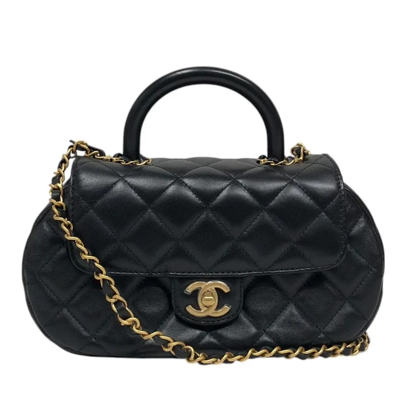 CHANEL MATELASSÉ TOP HANDLE BAG BLACK LAMBSKIN SHOULDER BAG: CHANEL Matelassé Top Handle Bag Black Lambskin Shoulder Bag Brand: CHANEL Type/Style: Handbag Material: Lambskin Color: Black/GD Hardware Size: W: 14cm / H: 24cm / D: 5cm / Shoulder: 112cm Acces