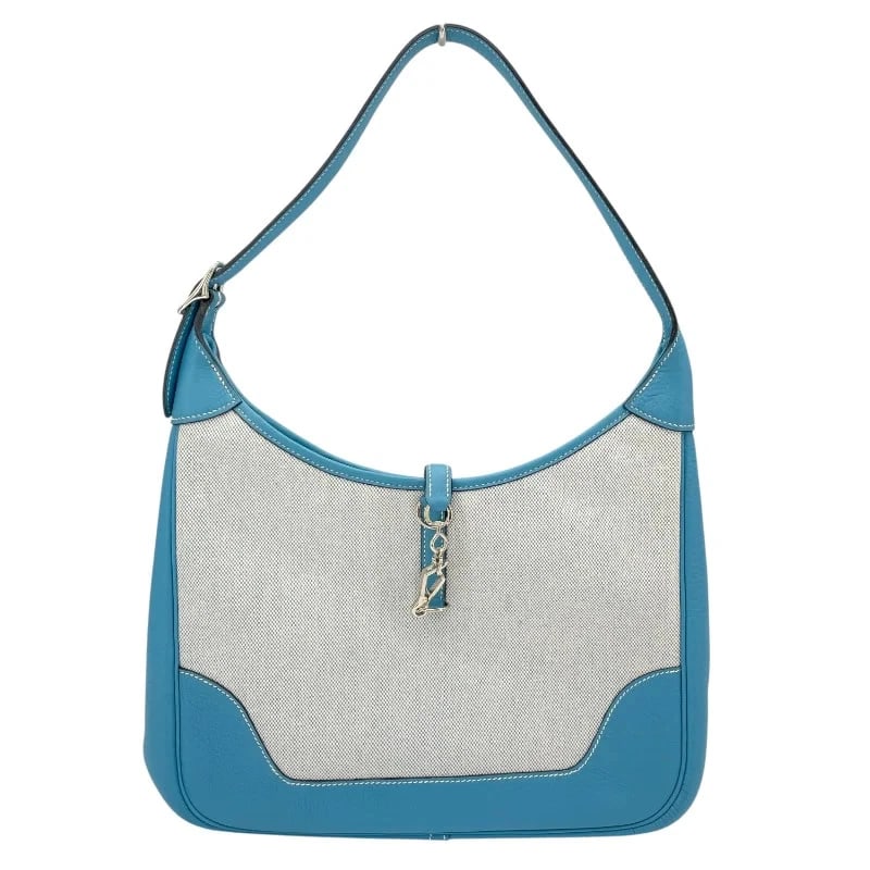 HERMES TRIM STAMP BLUE JEAN TOILE H/TAURILLON SHOULDER BAG (1 of 7)