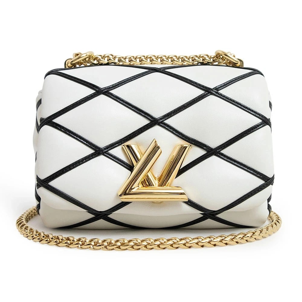 LOUIS VUITTON PICO MALLETAGE LV TWIST SHOULDER BAG WHITE BLACK: LOUIS VUITTON PICO Malletage LV Twist Shoulder Bag White Black Brand: LOUIS VUITTON Type/Style: Handbag Material: Lambskin (Sheepskin) Color: White X Black Size: W:15cm x H:10cm x D:6.5cm Accesso