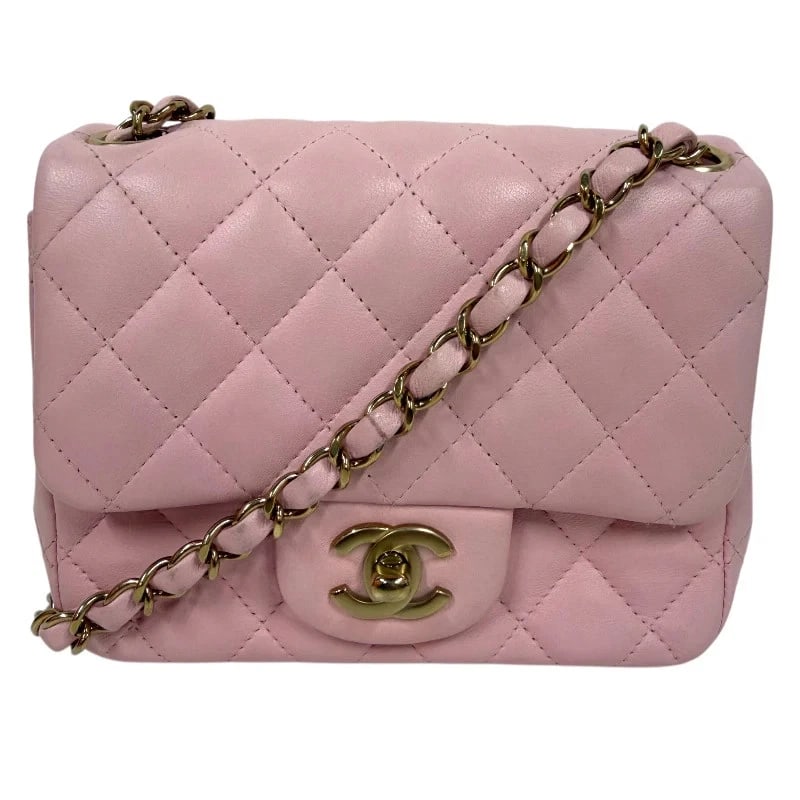 CHANEL MINI MATELASSÉ 18 PINK/GHW LAMBSKIN SHOULDER BAG (1 of 8)