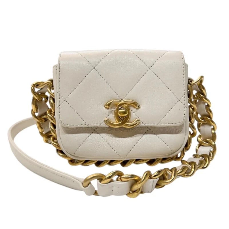 CHANEL COCO MARK CHAIN SHOULDER WHITE CALF SHOULDER BAG: CHANEL Coco Mark Chain Shoulder White Calf Shoulder Bag Brand: CHANEL Type/Style: Handbag Material: Calfskin Color: White/GD Hardware Size: W: 13cm / H: 12cm / D: 3cm / Shoulder: 120cm Accessorie