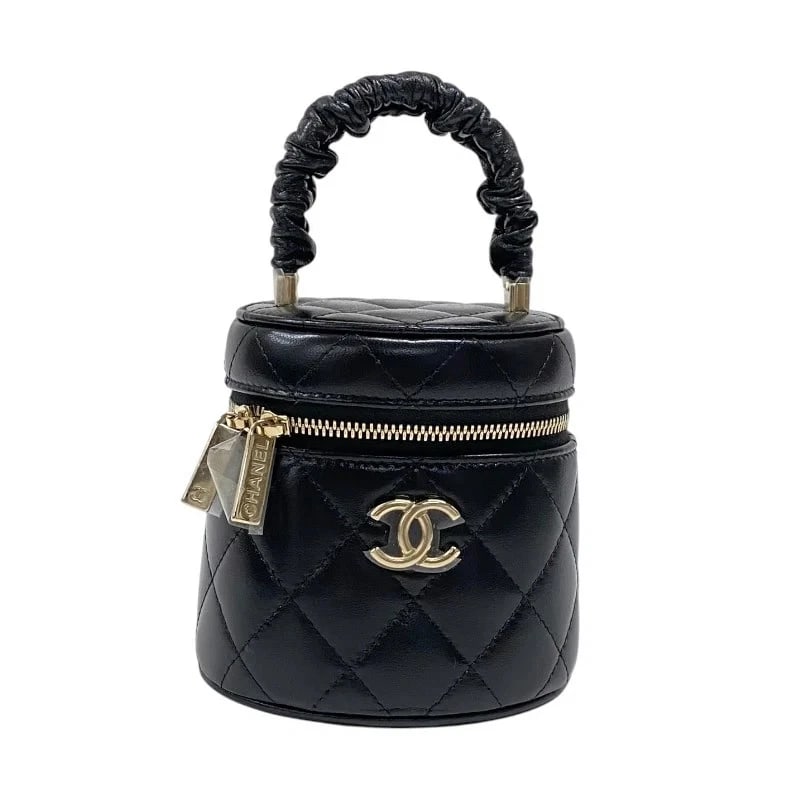 CHANEL MINI VANITY CASE BLACK LAMBSKIN MAKEUP POUCH (1 of 8)