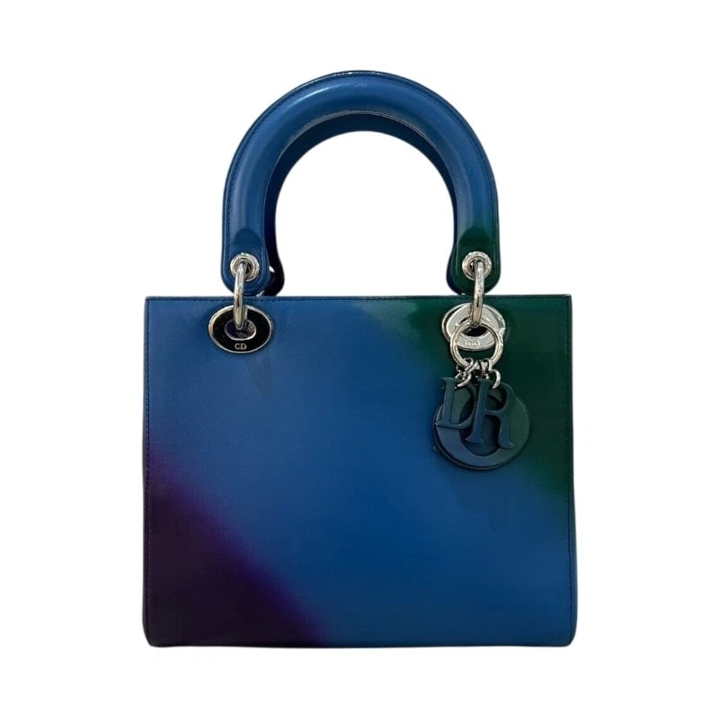 CHRISTIAN DIOR LADY DIOR MEDIUM GRADIENT SHOULDER BAG: Christian Dior Lady Dior Medium Gradient Shoulder Bag Brand: Christian Dior Type: Shoulder Bag Material: leather Color: Blue, green, purple Size: W9.4 x H7.9x D4.7inch Shoulder:40.9inch Accessori