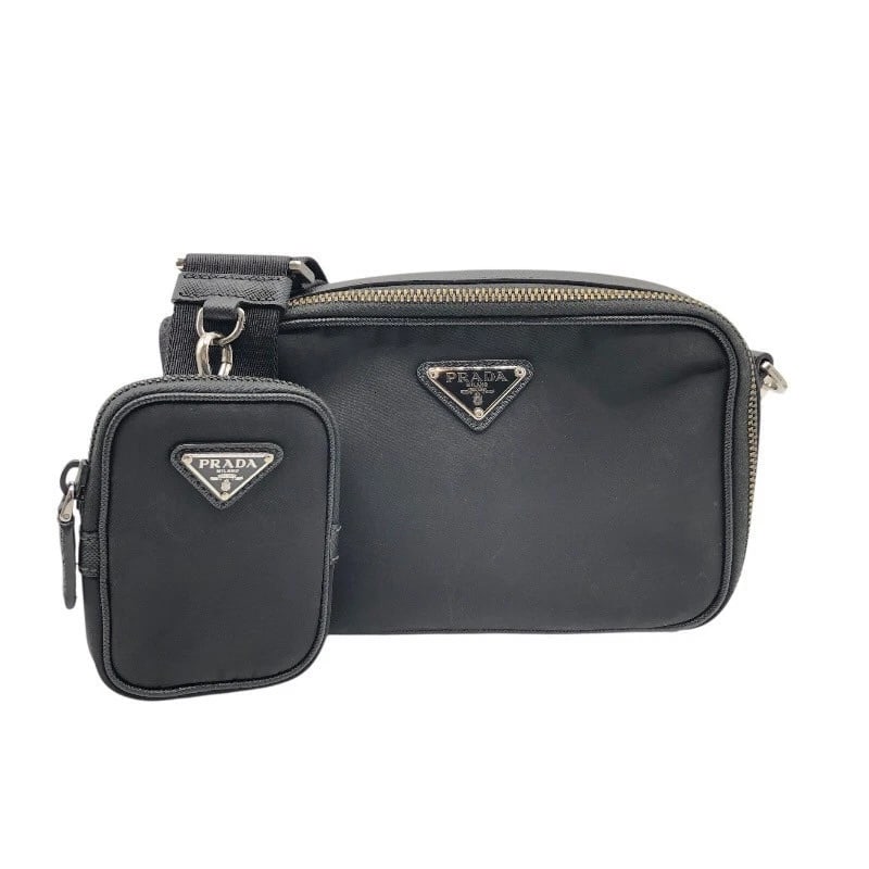 PRADA RE-NYLON SHOULDER BAG: PRADA RE-Nylon Shoulder Bag Brand: PRADA Type: Shoulder Bag Material: Nylon Color: black Size: W7.9 x H4.9x D2.4inch Accessories: None Accessories Notice: When purchasing pre-owned goods,