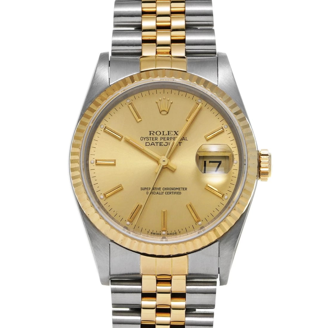 ROLEX DATEJUST CHAMPAGNE WATCH: ROLEX Datejust Champagne WATCH Brand: ROLEX Type: Wristwatch Material: Band Material Stainless steel/Yellow Gold, Case Material Stainless steel Color: Dial Color Champagne Size: Case H/about 35mm