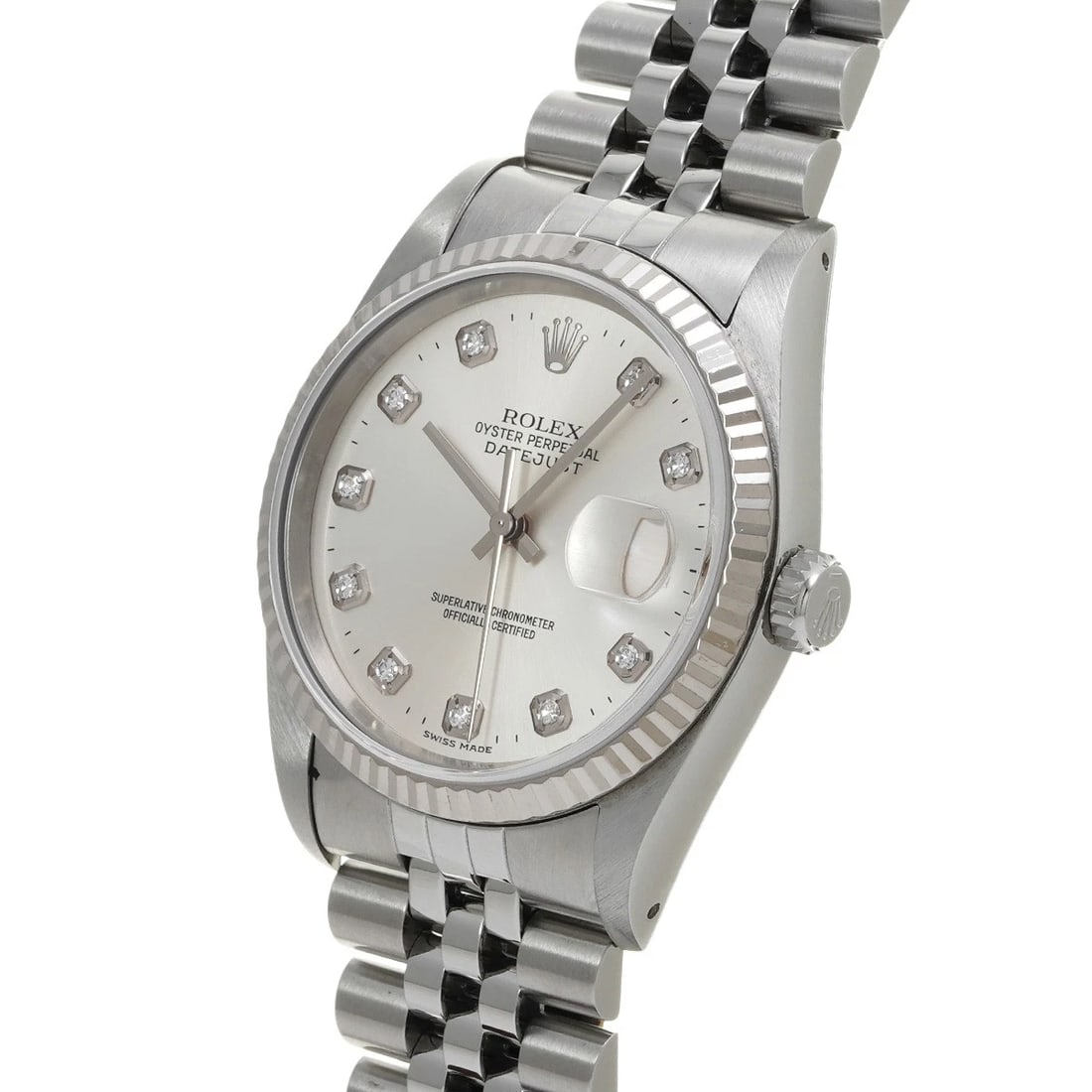 ROLEX DATEJUST SILVER DIAMOND WATCH - 2