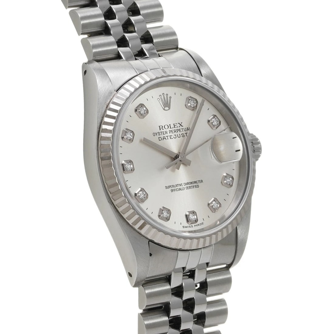 ROLEX DATEJUST SILVER DIAMOND WATCH - 3