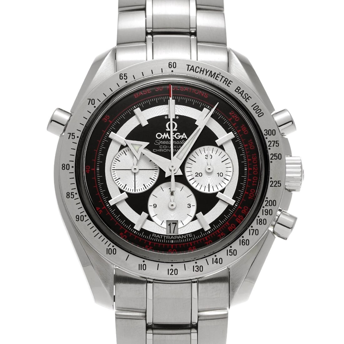 OMEGA SPEEDMASTER BROAD ARROW BLACK SILVER WATCH: OMEGA Speedmaster Broad Arrow black Silver WATCH Brand: OMEGA Type: Wristwatch Material: Band Material Stainless steel, Case Material Stainless steel Color: Dial Color black Size: Case H/about 44.