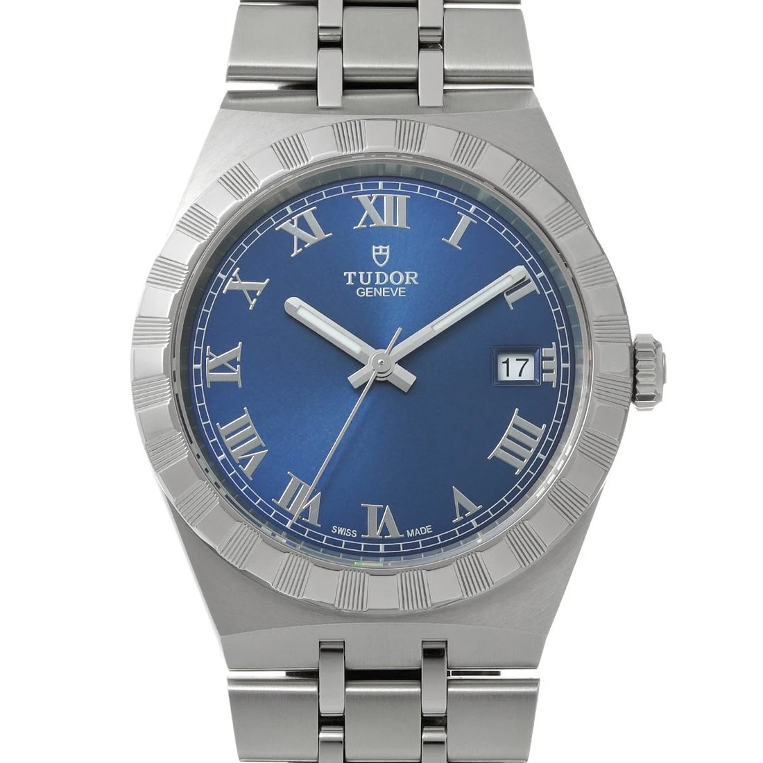 TUDOR ROYAL BLUE WATCH: TUDOR Royal blue WATCH Brand: TUDOR Type: Wristwatch Material: Band Material Stainless steel, Case Material Stainless steel Color: Dial Color blue Size: Case H/about 38mm W/about 38mm D/about 10.4